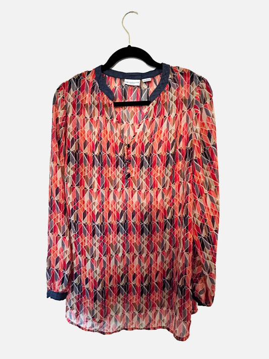 V-neck Tunic Top with Multi Colored Print