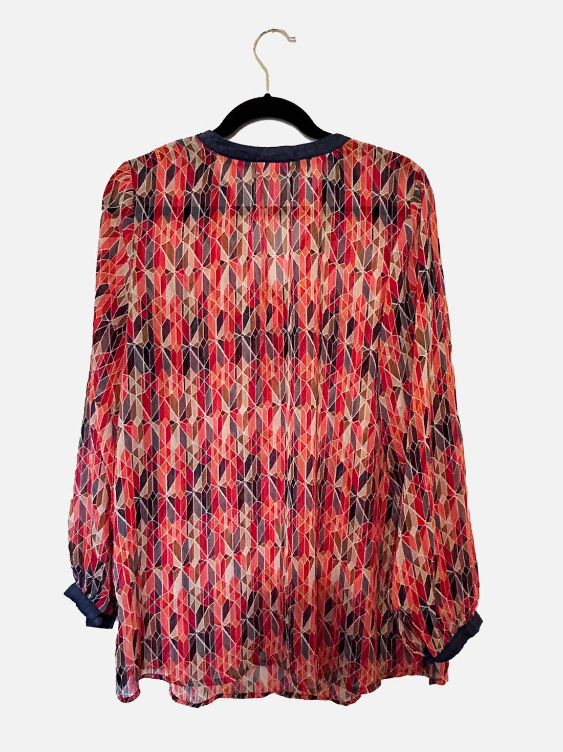 V-neck Tunic Top with Multi Colored Print