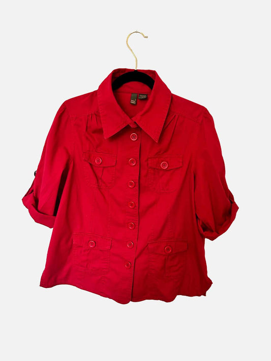 Red Lightweight Shirt Jacket