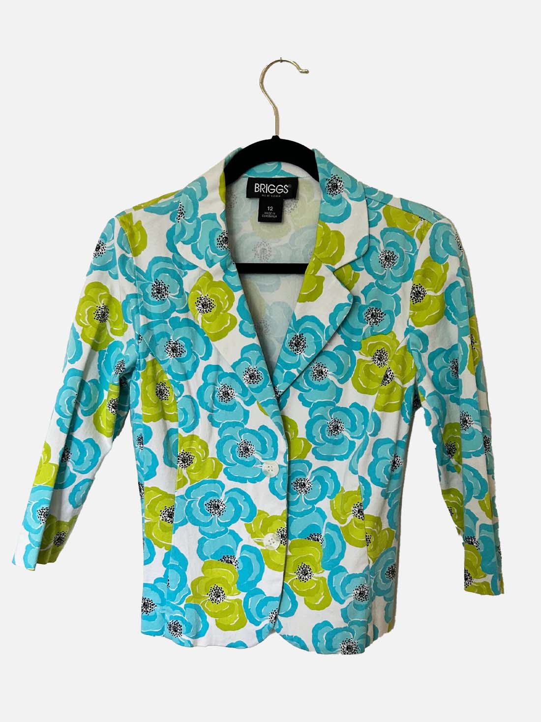 Light Blue and Green Floral Print Light Jacket