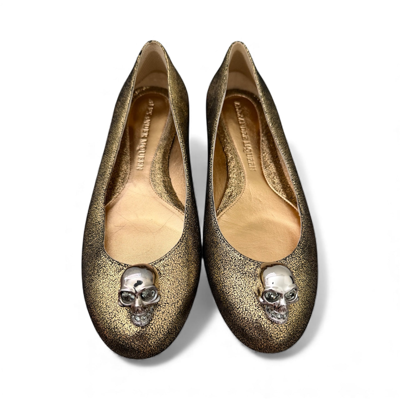 Alexander McQueen Metallic Gold Flats