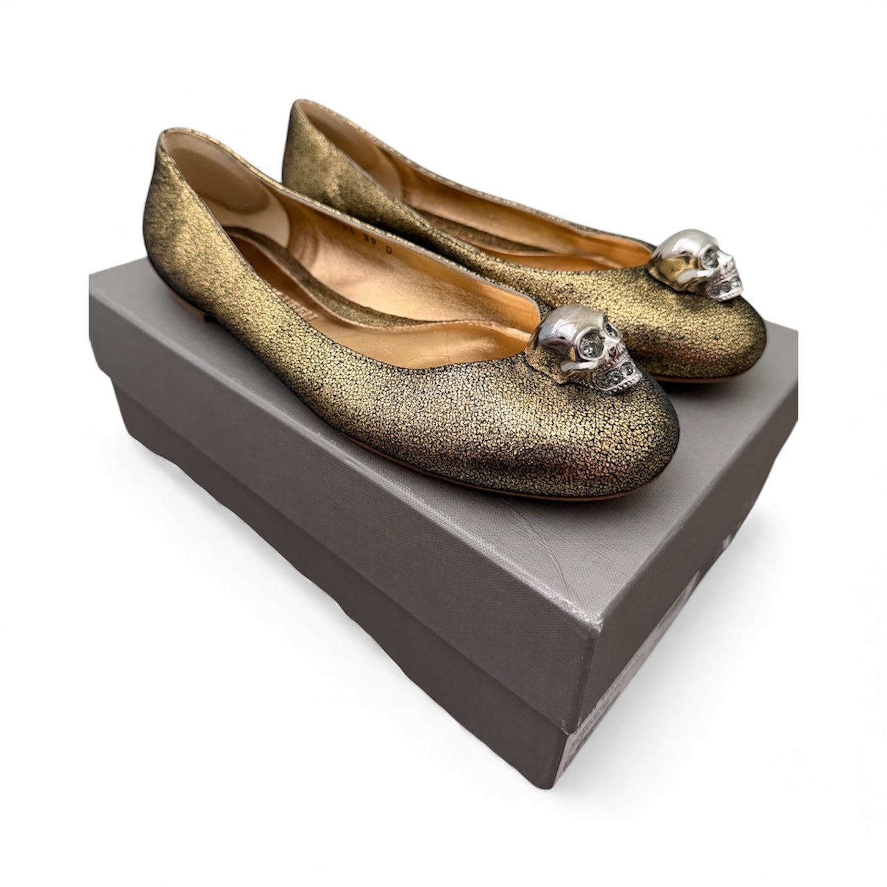 Alexander McQueen Metallic Gold Flats