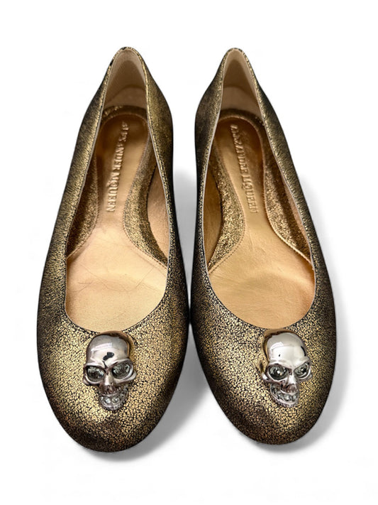 Alexander McQueen Metallic Gold Flats