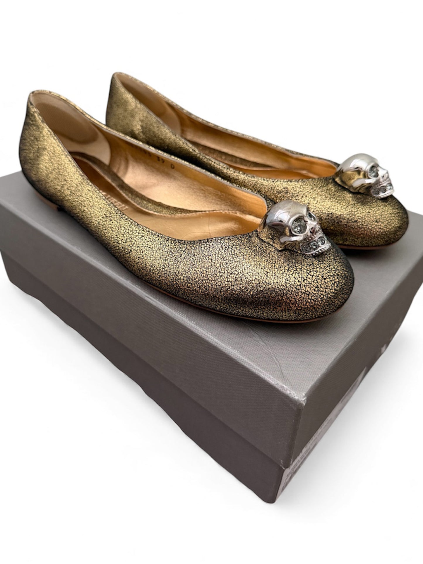 Alexander McQueen Metallic Gold Flats